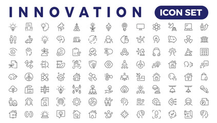 Innovation line icons collection. Technology, creative, brainstorm, education icons. UI icon set. Thin outline icons pack