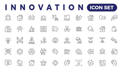 Fototapeta na wymiar Innovation line icons collection. Technology, creative, brainstorm, education icons. UI icon set. Thin outline icons pack