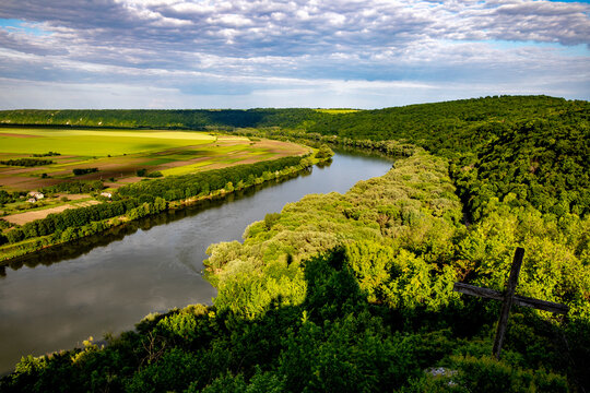 View of the Dniestr river and Ukraine from Soroca, Moldova