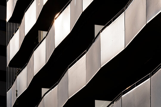Fototapeta Facade of modern apartment buildings in Barcelona in Spain