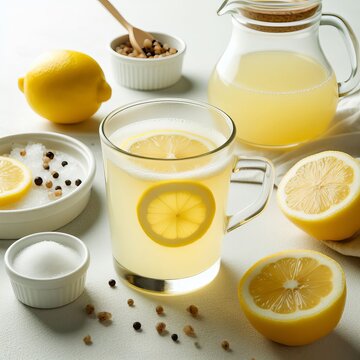 Cool freshly made lemonade / orange juice and fruits