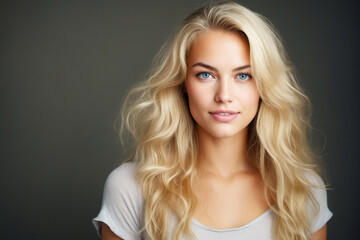 Woman with long blonde hair and blue eyes posing for picture.