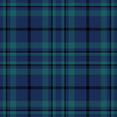 Plaid seamless pattern in blue. Check fabric texture. Vector textile print.
