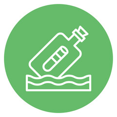 Message In Bottle Line Icon