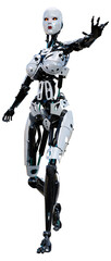 3D Rendering Female Robot on White