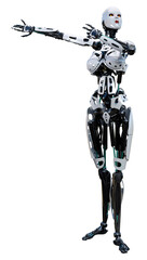 3D Rendering Female Robot on White