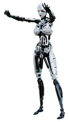 3D Rendering Female Robot on White