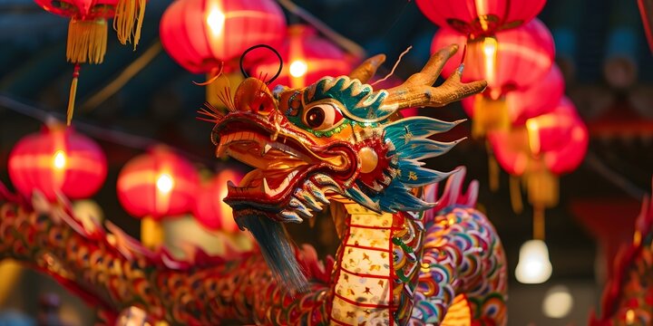 Traditional Chinese dragon lunar new year celebration year of the dragon - Generative ai