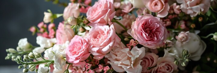 A wonderful bouquet of flowers in shades of pink and white. A harmonious and elegant combination of floral shades