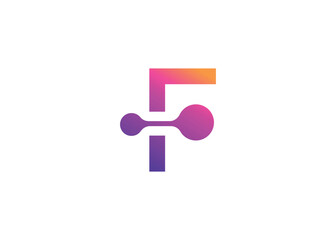 Letter F Technology vector monogram logo design template. Letter F molecule, Science and Bio technology Vector logo