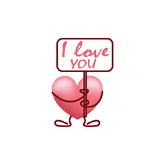 Hearts people with the inscription I love you.Vector illustration.