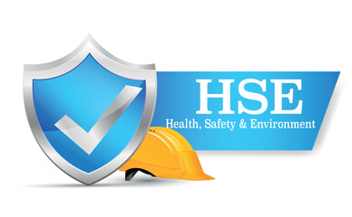 HSE, Health Safety Environment. The standard for safe industrial work and environmental safety. Information poster. - obrazy, fototapety, plakaty