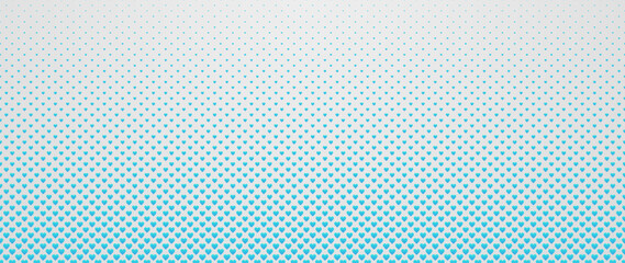 Blended blue heart on white for pattern and background, Pyramid 3D pattern background. Abstract geometric texture collection design. Vector illustration, 3D heart shapes background