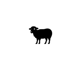 black silhouette of a sheep design | Digital vector art of a sheep on white