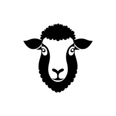 black and white sheep isolated on white background silhouette | Sheep head vector illustration