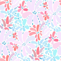 Seamless pattern  with flowers in doodle style. Vector