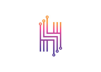 Letter H Technology vector monogram logo design template. Letter H molecule, Science and Bio technology Vector logo