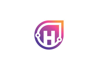 Letter H Technology vector monogram logo design template. Letter H molecule, Science and Bio technology Vector logo