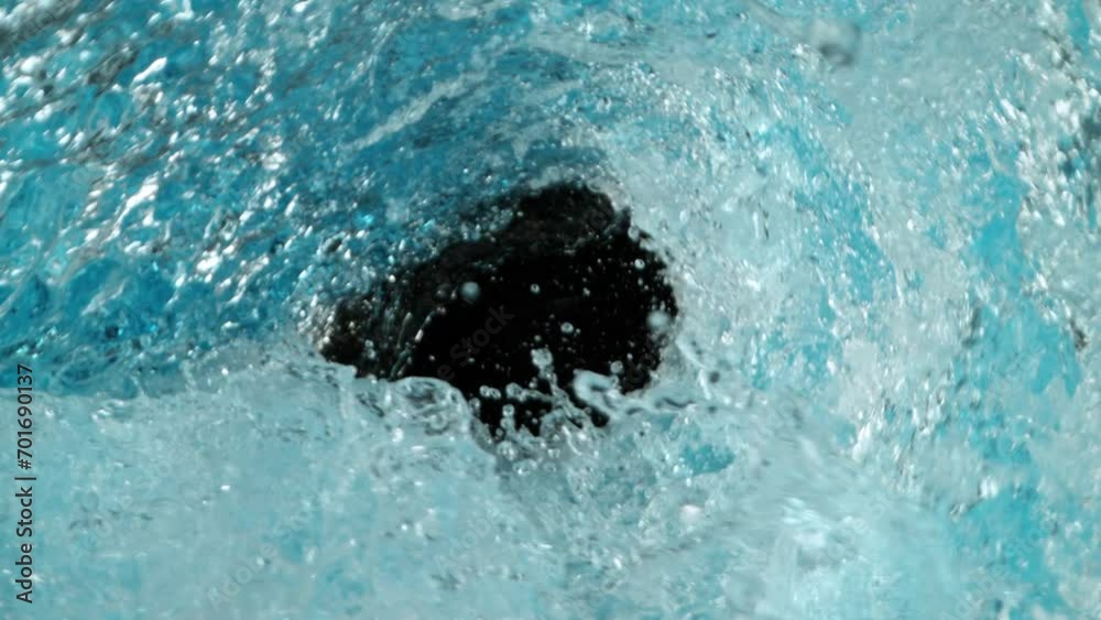 Sticker super slow motion of splashing water wave creating tunnel shape. filmed on high speed cinema camera,