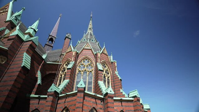  VIew of Oscar Fredriks church, built in 2 of April 1893 by Bishop Edvard Herman Rohde, Church, view of Oscar Fredrik church and beautiful city in the background, 