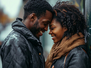 in love black african people couple valentines day, Generative AI