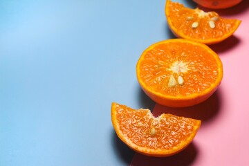 pieces of some citrus fruits with negative space