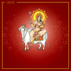 Happy Navratri Day wise post templates design Day 1 - Shailputri Mata