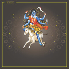 Happy Navratri Day wise post templates design Day 7 - Kaalaratri Mata