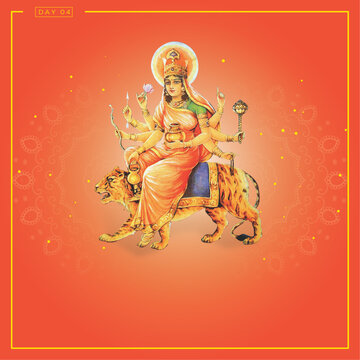 Happy Navratri Day wise post templates design Day 4 - Kushmanda Mata