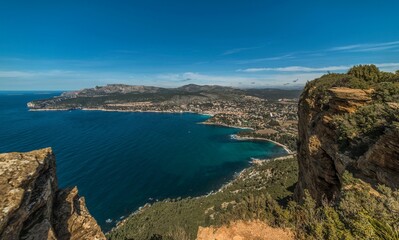 Obraz premium Baie de Cassis depuis la route du cap Canaille, Bouches-du-Rhône, France