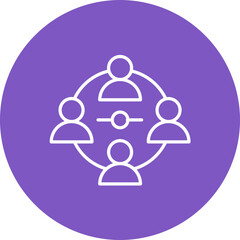 Connected People Line Color Icon