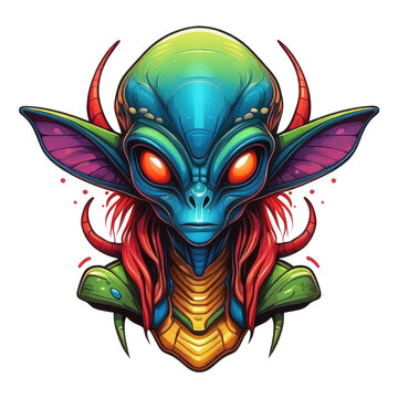 Design Mascot Alien Head Illustration 