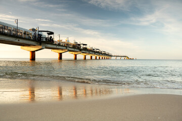 Fototapeta premium The landscape on the Baltic Sea. Pier in Miedzyzdroje, Poland