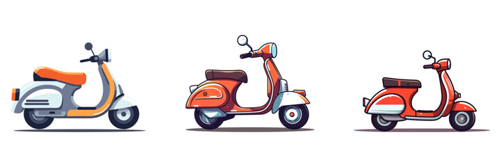 Set scooter icon logo flat style on white background. Vector illustration