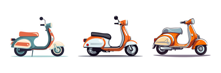 Set scooter icon logo flat style on white background. Vector illustration