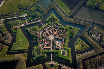star shaped village of bourtange from the sky