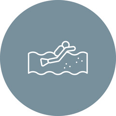 Open Water Diving Line Color Icon