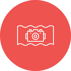 Underwater Camera Line Color Icon