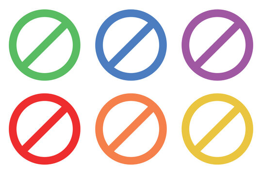 Prohibited no sign multiple colours set