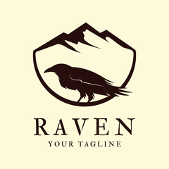 raven logo icon vector design template.logo suitable for gothic theme, entertainment, and many creative business company