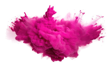 The Energetic Explosion of Fuchsia Powder Unleashing a Luminous Wave Isolated on a Transparent Background PNG