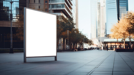 Modern billboard in a daytime cityscape setting. Marketing communication concept. Generative AI