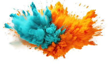 A Vibrant Burst of Orange and Teal Powders Creates a Mesmerizing Tropical Display Isolated on a Transparent Background PNG