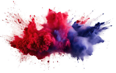 Red and Navy Powders Explode, Unleashing a Visual Dance of Artistic Brilliance Isolated on a Transparent Background PNG