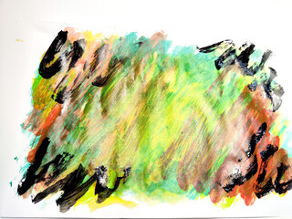 Background made of an abstract painting with watercolor paints with water stains, waves and lines...