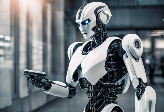 Guardiani Digitali- Un'Immagine Futuristica di Sicurezza Informatica e Automazione Robotica Interconnesse