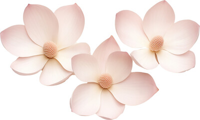 Magnolia Petals Arranged in Spiral Pattern, Transparent Background, Graceful Floral Elements