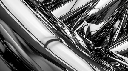 Silver chrome metal texture with waves - obrazy, fototapety, plakaty
