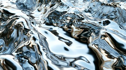 Metal chrome liquid background abstract texture with waves - obrazy, fototapety, plakaty