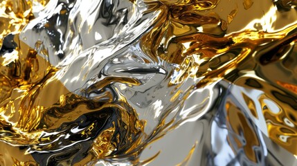 Abstract chrome background with golden texture